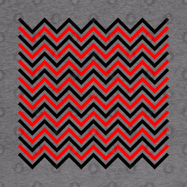 Zigzag Lines - Red Black by SanTees